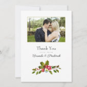  Holly en Ivy Kerstbruiloft Foto Bedankkaart (Voorkant)