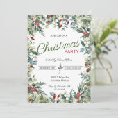 Holly en Ivy Kerstfeest uitnodiging (Staand voorkant)