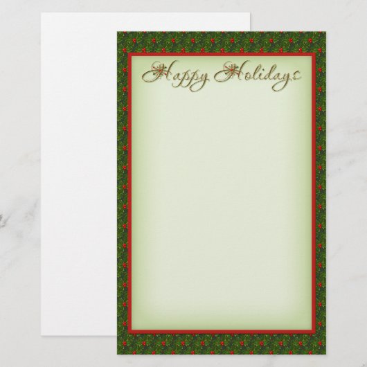 Holly en Ivy Prettige feestdagen kerst Briefpapier (Voorkant / Achterkant)