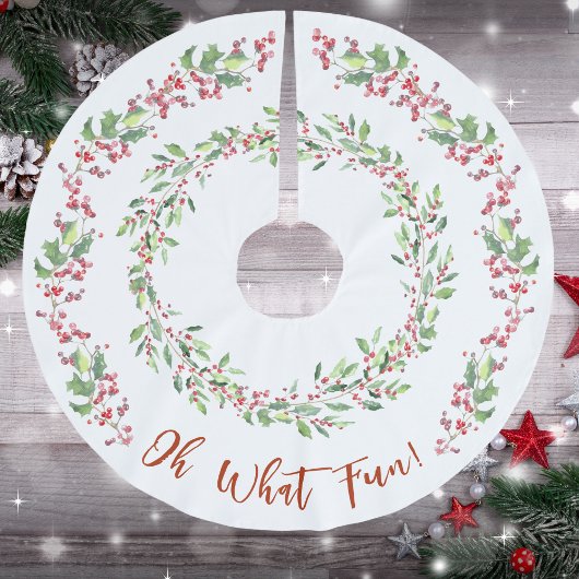 Holly en Ivy Red op witte kerst Kerstboom Rok