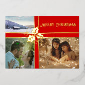 Holly en Ivy Red Ribbon Kerst Kaart (Voorkant)