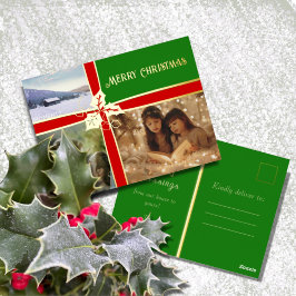 Holly en Ivy Rood en Groene Folie Holiday Post Kaa Feestdagen Briefkaart