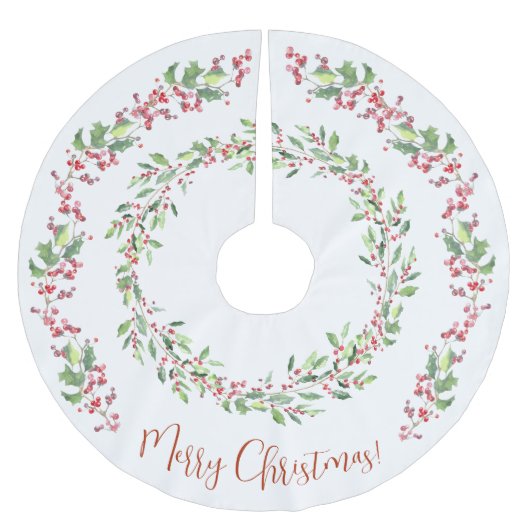 Holly en Ivy, rood, groen, wit, vrolijk kerstfeest Kerstboom Rok (Voorkant)