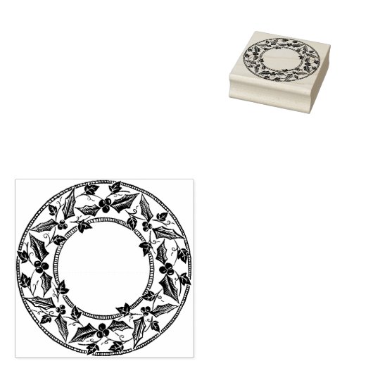 Holly en Ivy Wreath Rubberstempel (Gestempeld)