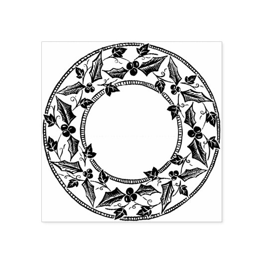 Holly en Ivy Wreath Rubberstempel (Afrduk)