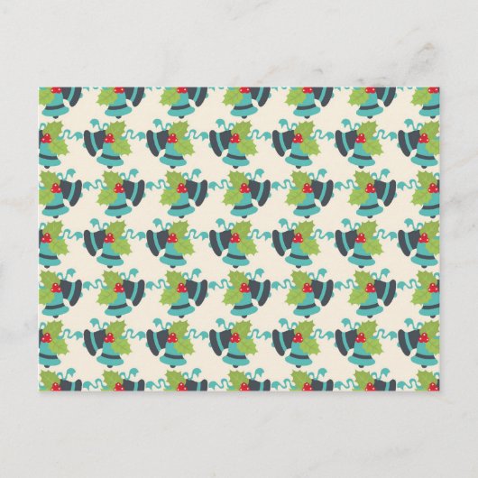 Holly en Jingle Bells Retro Kerstpatroon Feestdagenkaart (Voorkant)