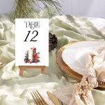 Holly en Kaars Winter bruiloft Kaart<br><div class="desc">Winter trouwtafel nummer met elegante typografie en romantische kaarsen in rood en wit, versierd met heilig rode bessen en een poinsettia bloem. Voor het coördineren van uitnodigingen, briefpapier en het decor van de dag van het evenement, bladert u door mijn Holly Bells Wedding Collectie of bericht me om extra items...</div>