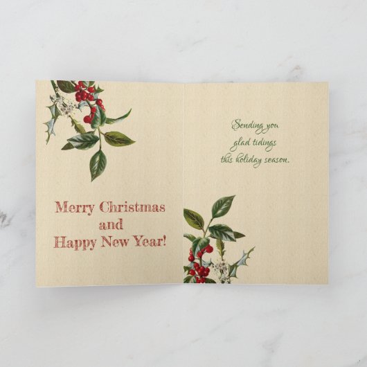  Holly en Kerstman Feestdagen Kaart (Binnen)