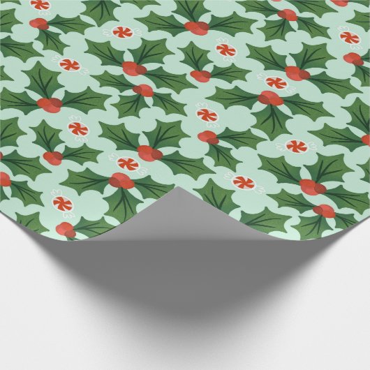 Holly- en Mint Wrapping Paper Cadeaupapier (Hoek)