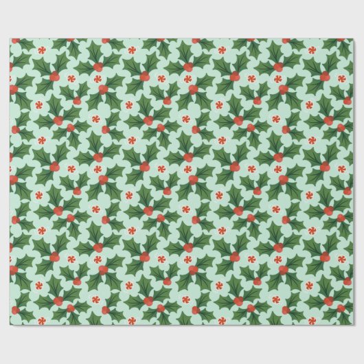 Holly- en Mint Wrapping Paper Cadeaupapier (Vlak)
