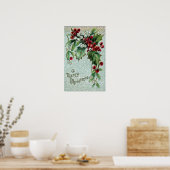 Holly en Mistletoe Berries Poster (Keuken)