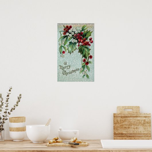 Holly en Mistletoe Berries Poster (Keuken)