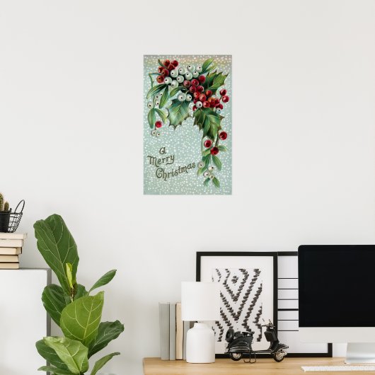 Holly en Mistletoe Berries Poster (Thuiskantoor)