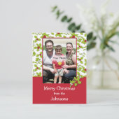 Holly en Mistletoe Foto Kerst Briefkaart (Staand voorkant)