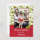 Holly en Mistletoe Foto Kerst Briefkaart (Voorkant / Achterkant)