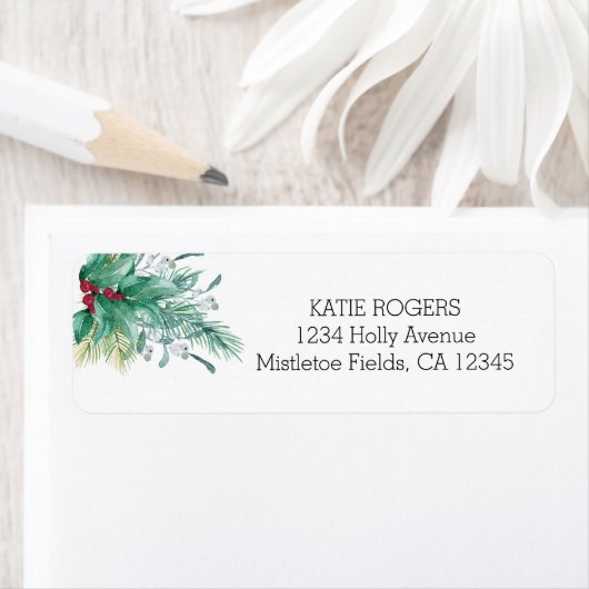 Holly en MIstletoe kerstadres Etiket (Insitu)
