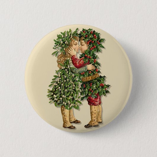 Holly en Mistletoe Kinderen Ronde Button 5,7 Cm (Voorkant)