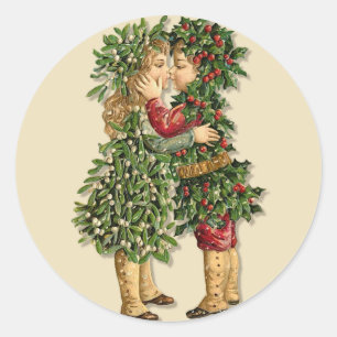 Holly en Mistletoe Kinderen Ronde Sticker