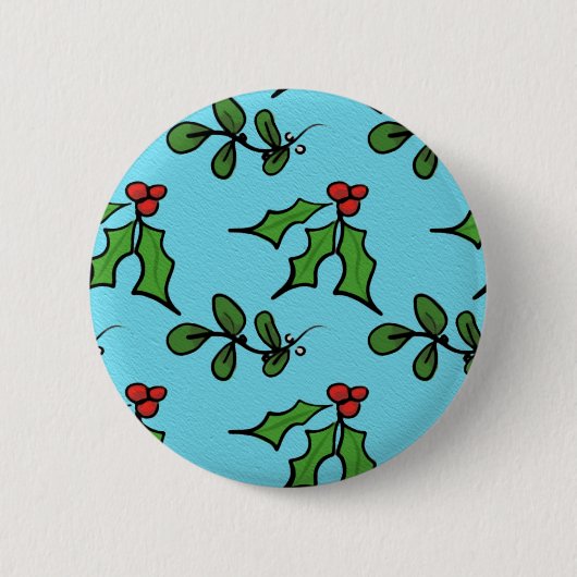 Holly en Mistletoe Ronde Button 5,7 Cm (Voorkant)