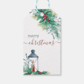 Holly en Mistletoe Traditionele Kerstmis Cadeaulabel (Voorkant)