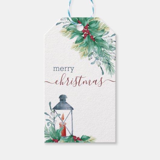 Holly en Mistletoe Traditionele Kerstmis Cadeaulabel (Voorkant)