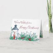 Holly en Mistletoe Traditionele Waterverf Gevouwen Feestdagen Kaart (Voorkant)