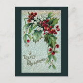 Holly en Mistletoe Vintage Kerstmis Feestdagenkaart (Voorkant)