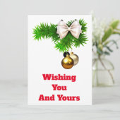 Holly en Ornamenten Kerst Kaart (Staand voorkant)