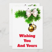 Holly en Ornamenten Kerst Kaart (Voorkant / Achterkant)