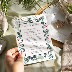 Holly en Pine   Aangepast menu Kerstmis Kaart