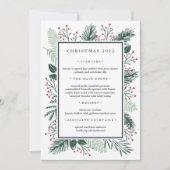 Holly en Pine | Aangepast menu Kerstmis Kaart (Voorkant)