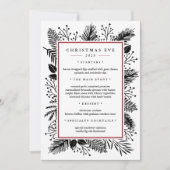 Holly en Pine | Aangepaste kerstavond diner menu Kaart (Voorkant)