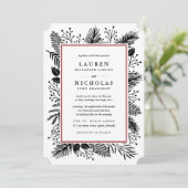 Holly en Pine bruiloft uitnodiging | Cranberry (Staand voorkant)