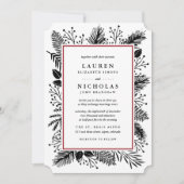 Holly en Pine bruiloft uitnodiging | Cranberry (Voorkant)