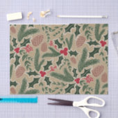 Holly en Pine Cone Evergreen kerstontkoppeling Tissuepapier (Craft)