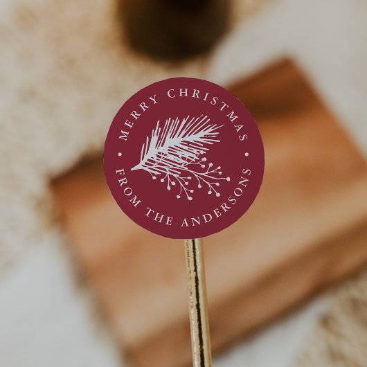 Holly en Pine | Gepersonaliseerde vrolijke kerst Ronde Sticker