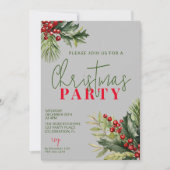 Holly en Pine Grey feestelijke kerstfeest Kaart (Voorkant)