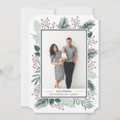 Holly en Pine | Kerstafoto Merry Feestdagenkaart (Voorkant)