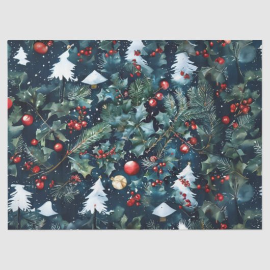 Holly en Pine Kerstmis Decoupage Craft Paper Tissuepapier (Voorkant)