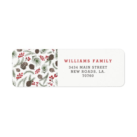 Holly en Pine Kerstmis Etiket (Voorkant)
