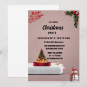 Holly en Pine op Beige Kerstfeest Kaart (Voorkant / Achterkant)