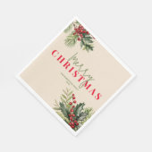 Holly en Pine op Beige Kerstfeest Servet (Hoek)