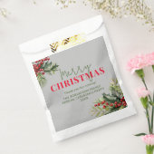 Holly en Pine op Grijze Kerstmis Party Favors Bedankzakje (Gezegeld)