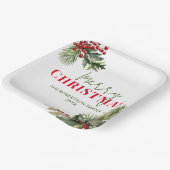 Holly en Pine op Witte Kerstmis Party Papieren Bordje (Gebogen)