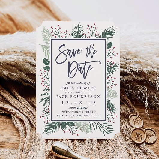 Holly en Pine sparen de Datum Save The Date
