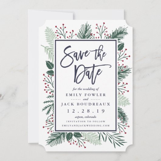 Holly en Pine sparen de Datum Save The Date (Voorkant)