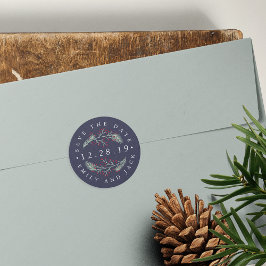 Holly en Pine | Winter Save the Date Ronde Sticker