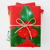 Holly en Pinecones rood inpakpapier (In situ)