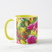 Holly en Pink Flowers Art Holiday Mok Cup (Links)