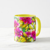 Holly en Pink Flowers Art Holiday Mok Cup (Voorkant rechts)